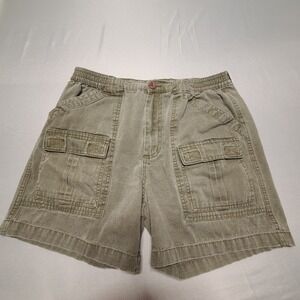 Talos Cargo Shorts Mens 36 Olive Green Cotton Elastic Waist Utility Gorpcore